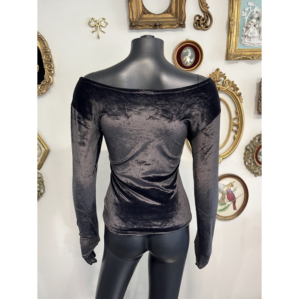 Cheryl Creations Black Velvet Long-Sleeve Top Size L